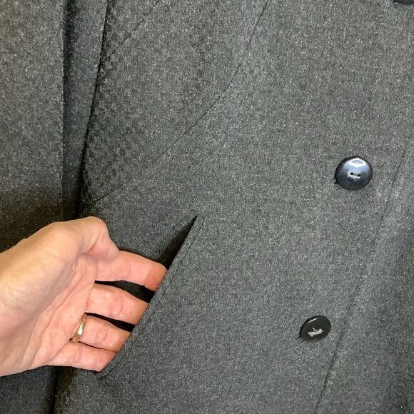 Atelier Charcoal Gray Textured Polyester Blend Blazer Suit Jacket Size 6 - Picture 10 of 13